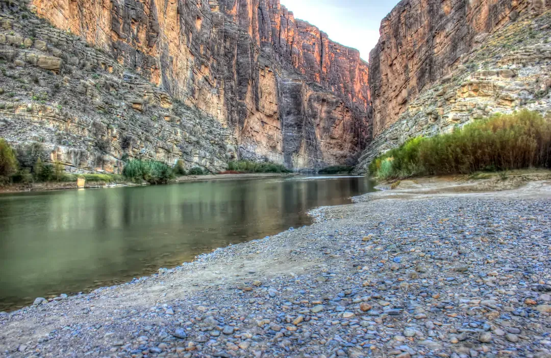 Lake between rock mountains